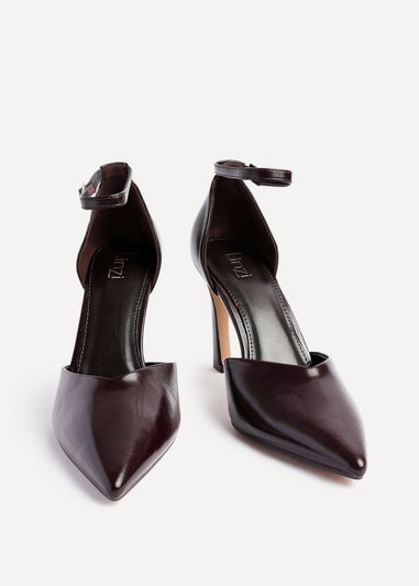 Linzi Moira Brown Faux Leather V Cut Court Heel