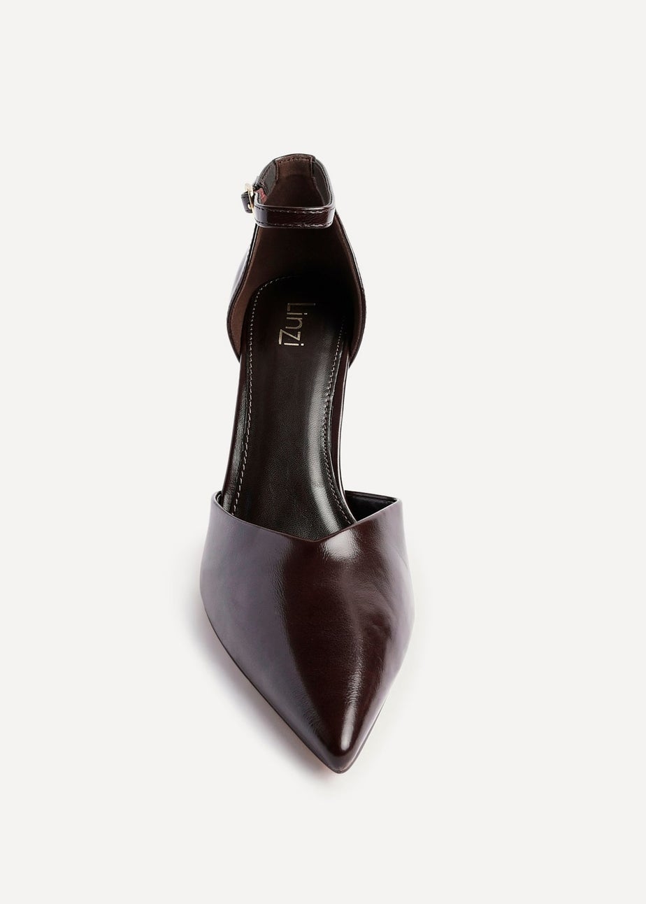 Linzi Moira Brown Faux Leather V Cut Court Heel