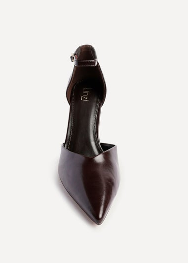 Linzi Moira Brown Faux Leather V Cut Court Heel