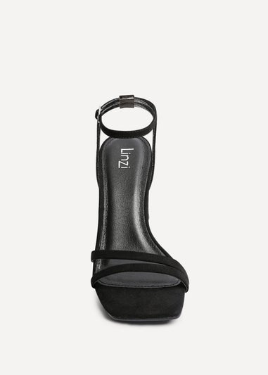 Linzi Gesture Black Faux Suede Strappy High Heel