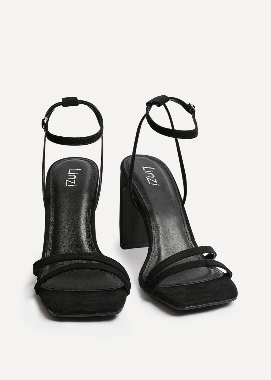 Linzi Gesture Black Faux Suede Strappy High Heel