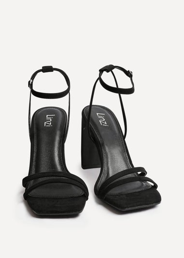 Linzi Gesture Black Faux Suede Strappy High Heel