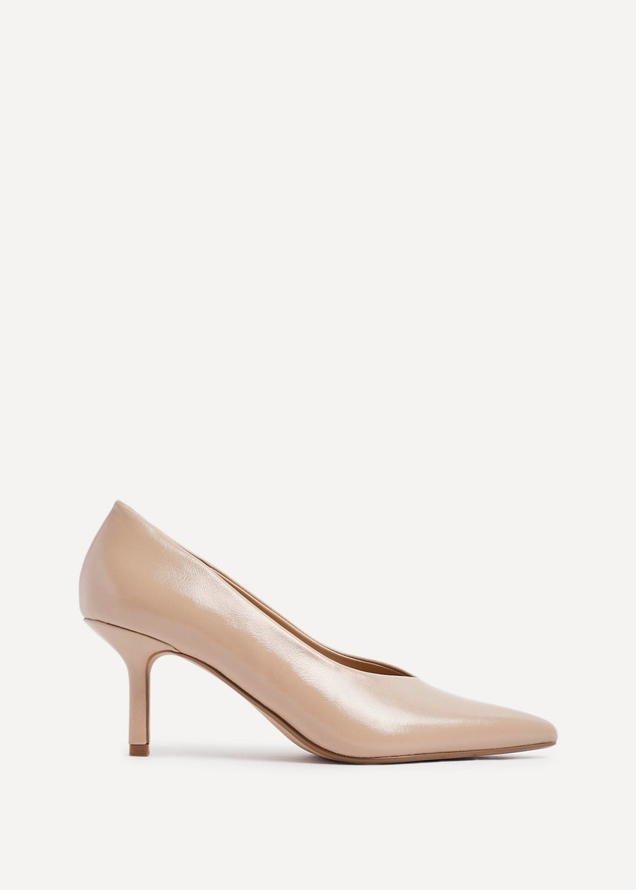 Linzi Bellamy Nude Faux Leather V-Cut Vamp Court Heels