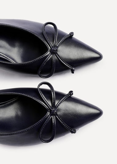 Linzi Ribbon Navy Faux Leather Slingback Court Heel