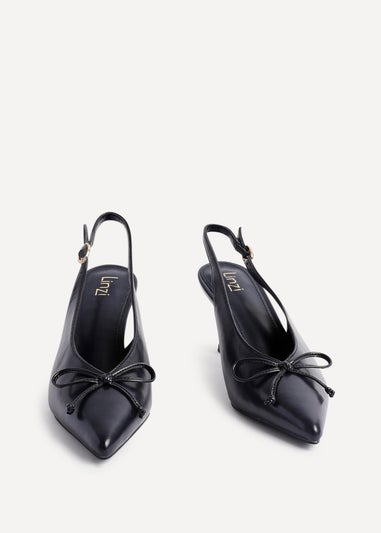 Linzi Ribbon Navy Faux Leather Slingback Court Heel