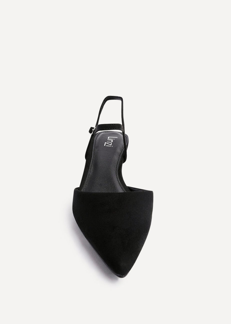 Linzi Vogue Black Faux Suede Kitten Court Heel