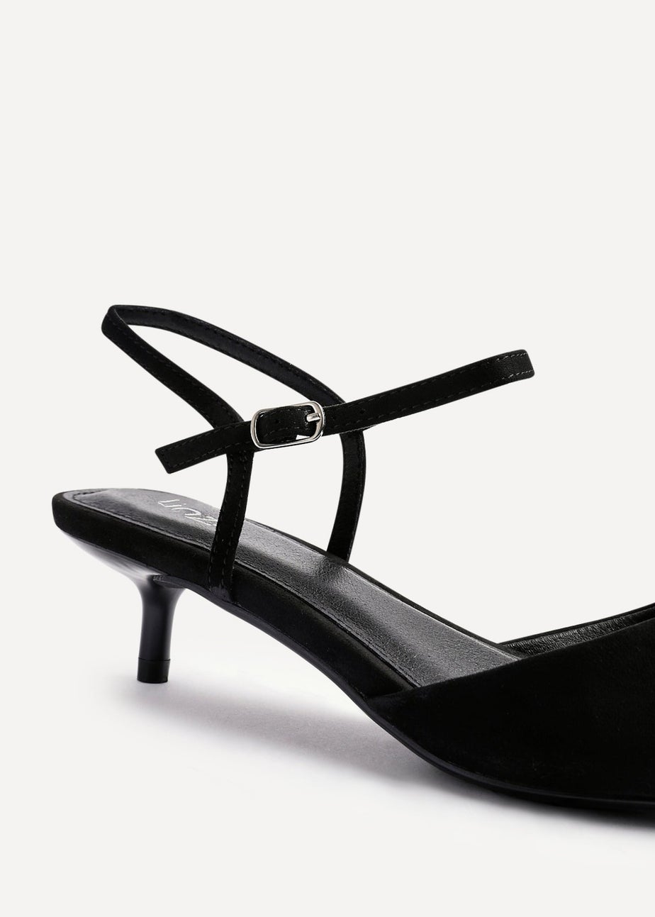 Linzi Vogue Black Faux Suede Kitten Court Heel