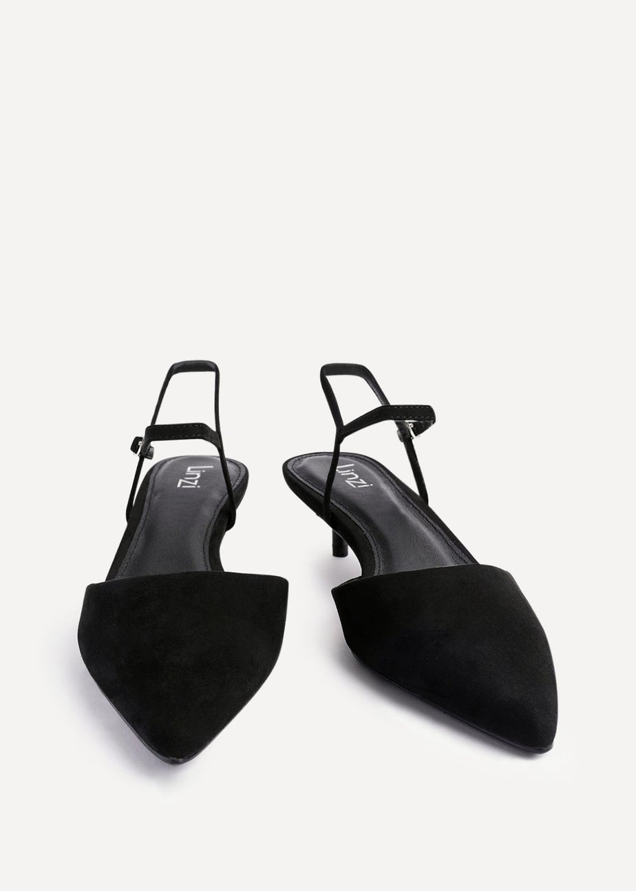 Linzi Vogue Black Faux Suede Kitten Court Heel