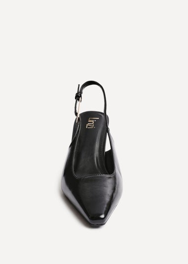 Linzi Avani Black Patent Faux Leather Sling Back Court Heel