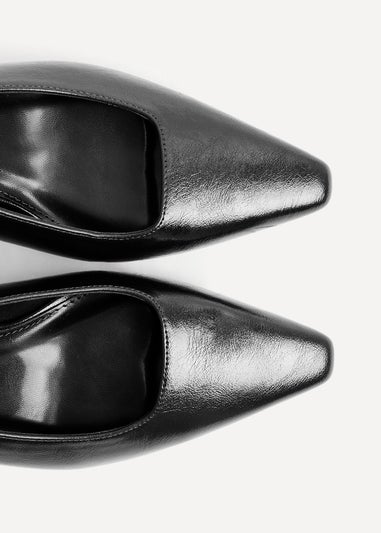 Linzi Avani Black Patent Faux Leather Sling Back Court Heel