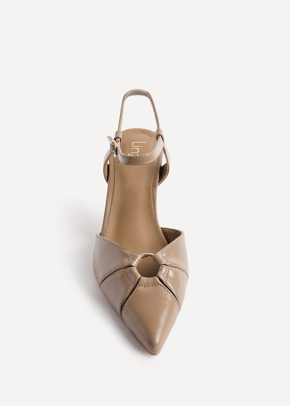 Linzi Pivot Taupe Faux Leather Stiletto Court Heel