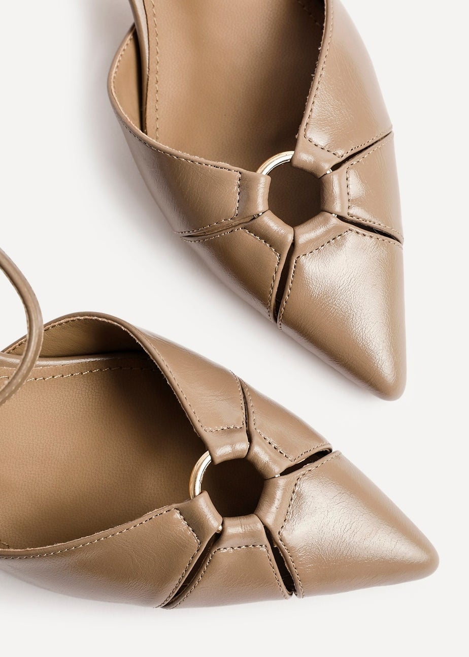 Linzi Pivot Taupe Faux Leather Stiletto Court Heel