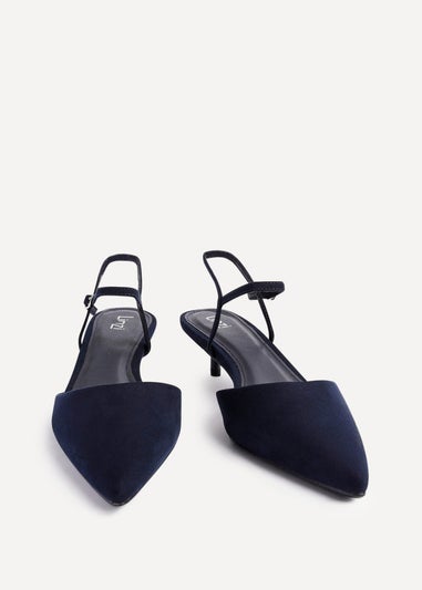 Linzi Vogue Navy Faux Suede Kitten Court Heel