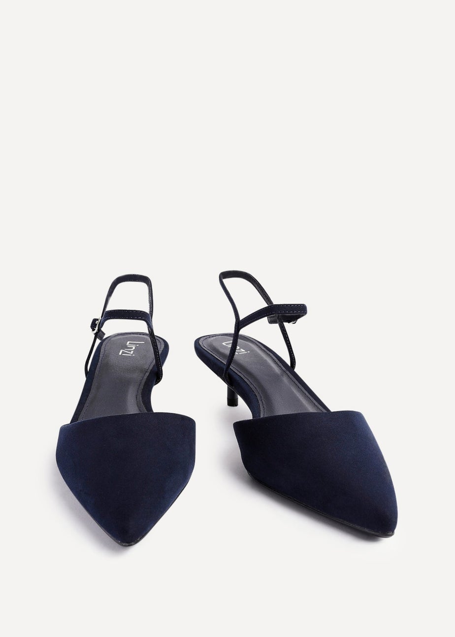 Linzi Vogue Navy Faux Suede Kitten Court Heel