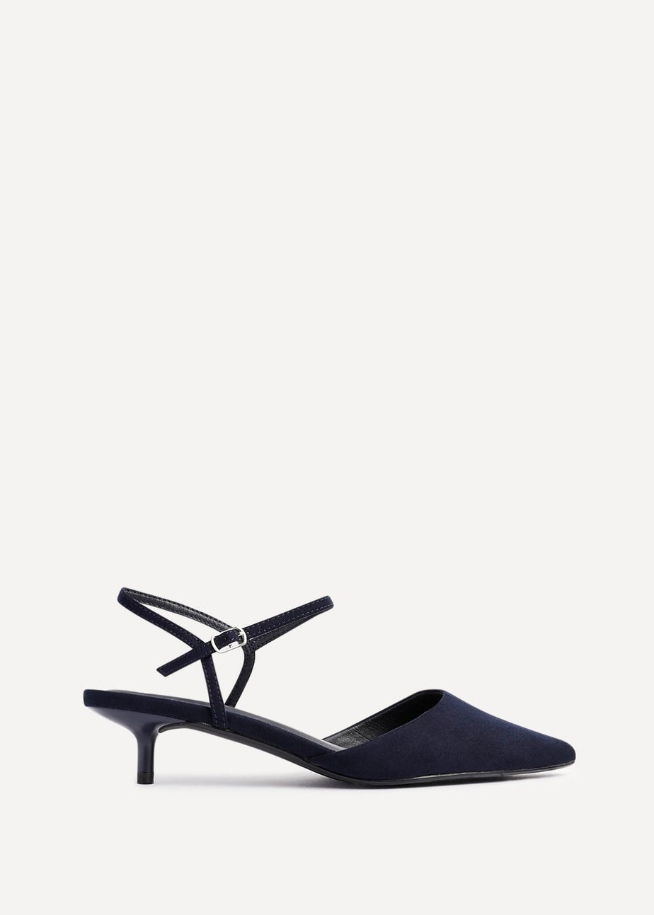 Linzi Vogue Navy Faux Suede Kitten Court Heel