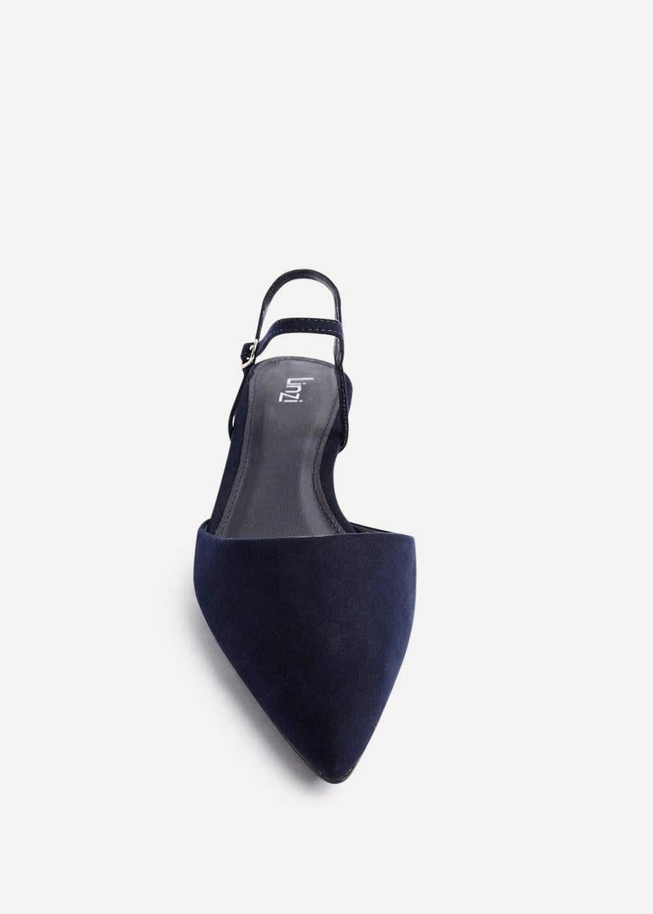 Linzi Vogue Navy Faux Suede Kitten Court Heel
