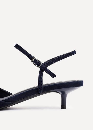 Linzi Vogue Navy Faux Suede Kitten Court Heel