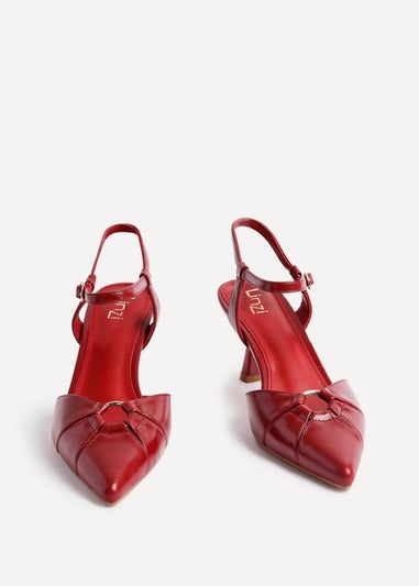 Linzi Pivot Red Faux Leather Stiletto Court Heel