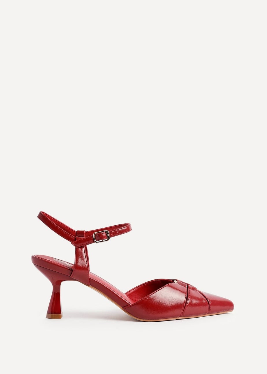 Linzi Pivot Red Faux Leather Stiletto Court Heel