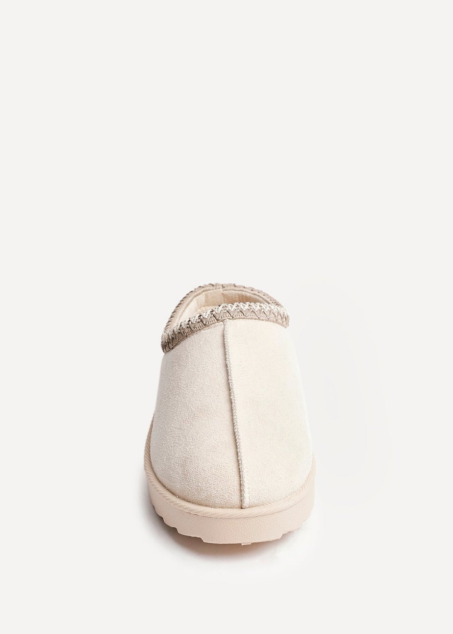 Linzi Tammy Beige Faux Suede Slipper