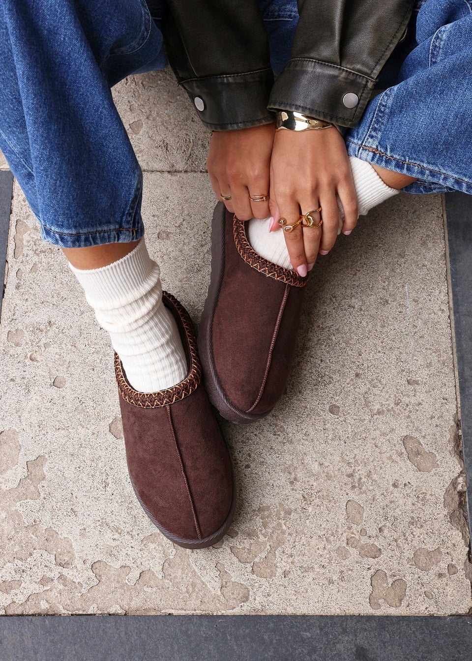 Linzi Tammy Brown Faux Suede Slipper