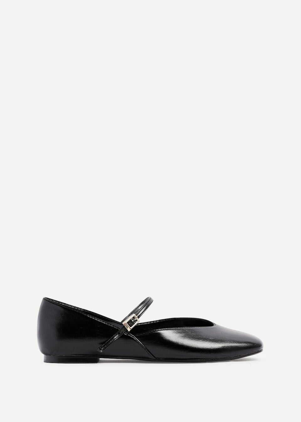 Linzi Hush Black Faux Leather Mary Jane Style Flats
