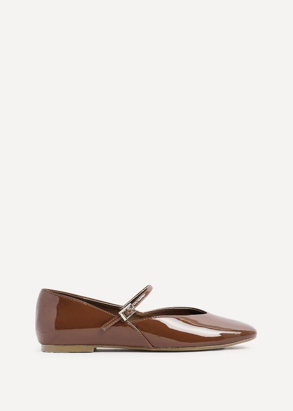 Linzi Hush Caramel Faux Leather Mary Jane Style Flats