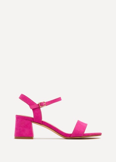 Linzi Darcie Fuchsia Faux Suede Low Chunky Block Heeled Sandal