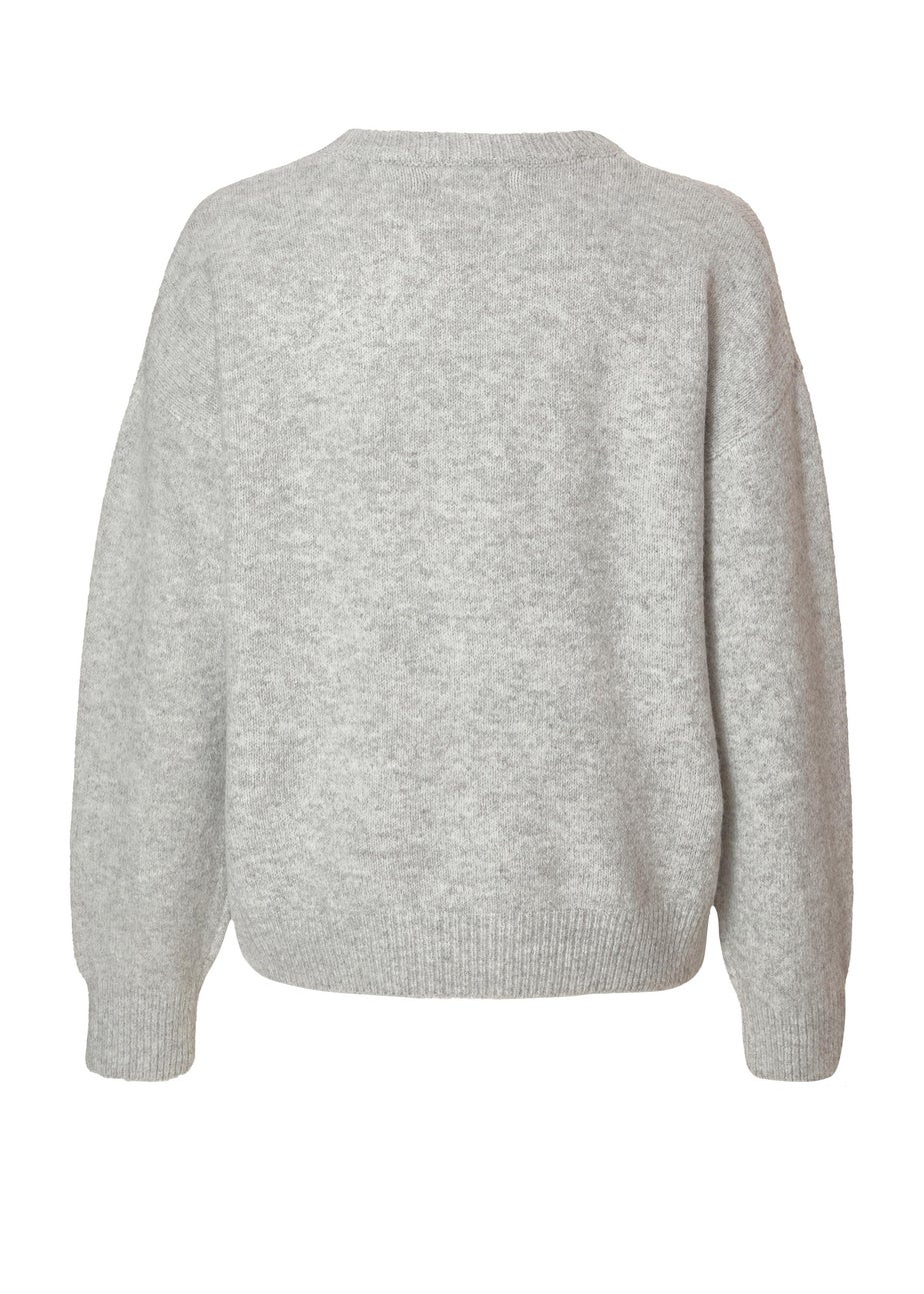 Quiz Grey Pearl Bow Jumper