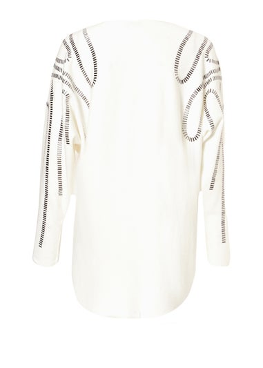 Quiz Cream Stud Sleeve Batwing Jumper