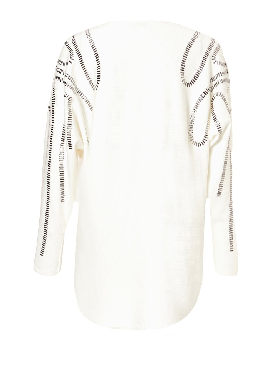 Quiz Cream Stud Sleeve Batwing Jumper