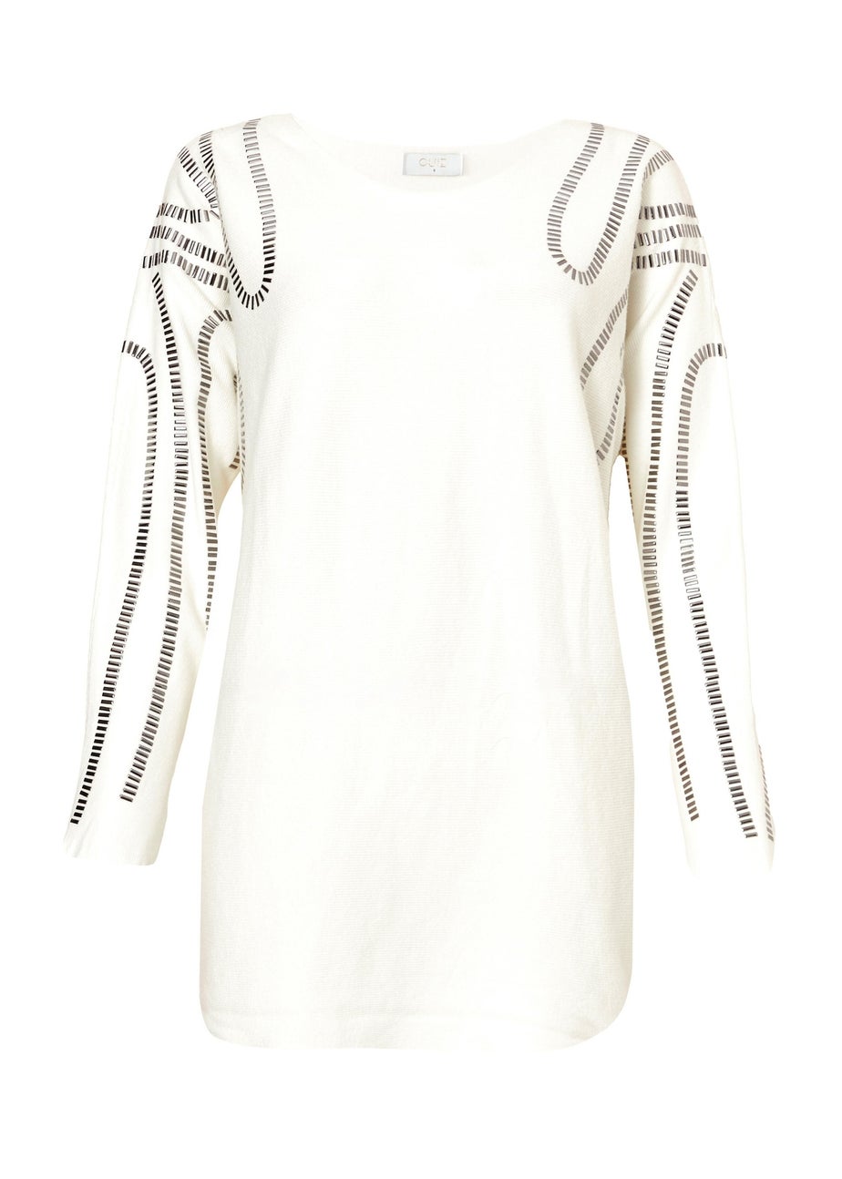 Quiz Cream Stud Sleeve Batwing Jumper