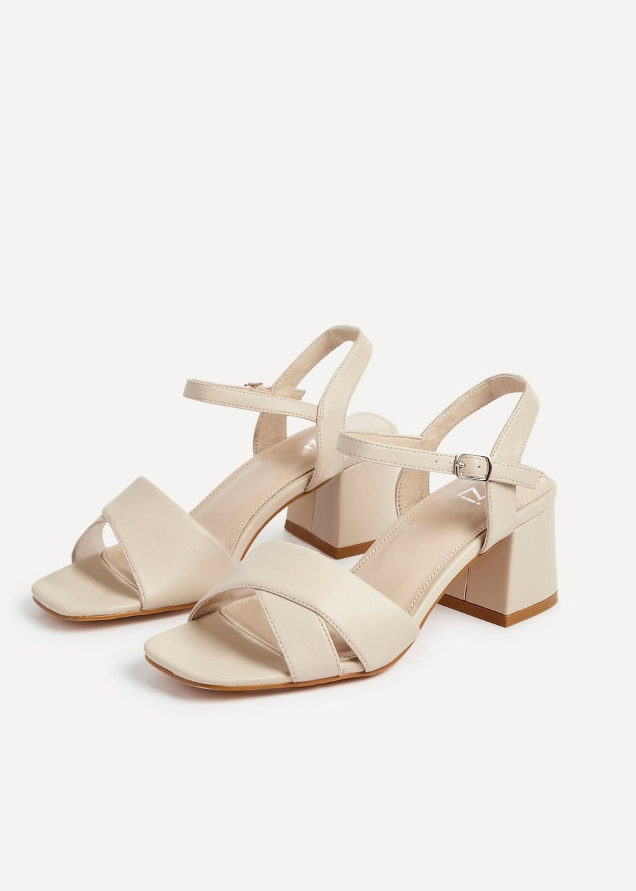 Linzi Vivian Wide Fit Sand Faux Leather Block Heeled Sandals