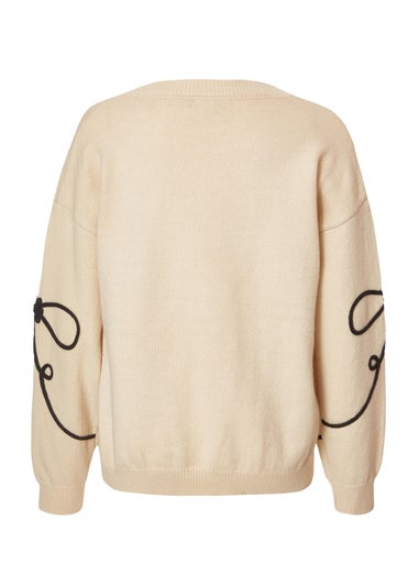 Quiz Stone Stitch Bow Jumper