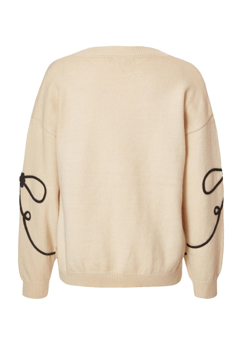 Quiz Stone Stitch Bow Jumper