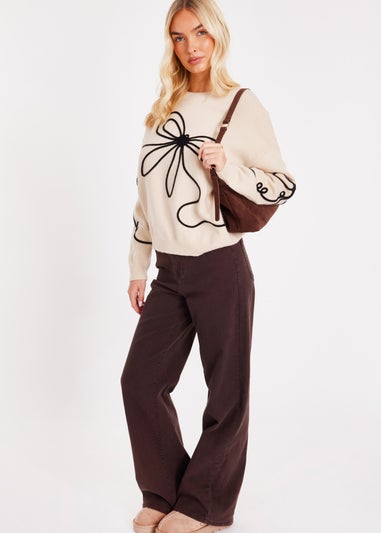 Quiz Stone Stitch Bow Jumper