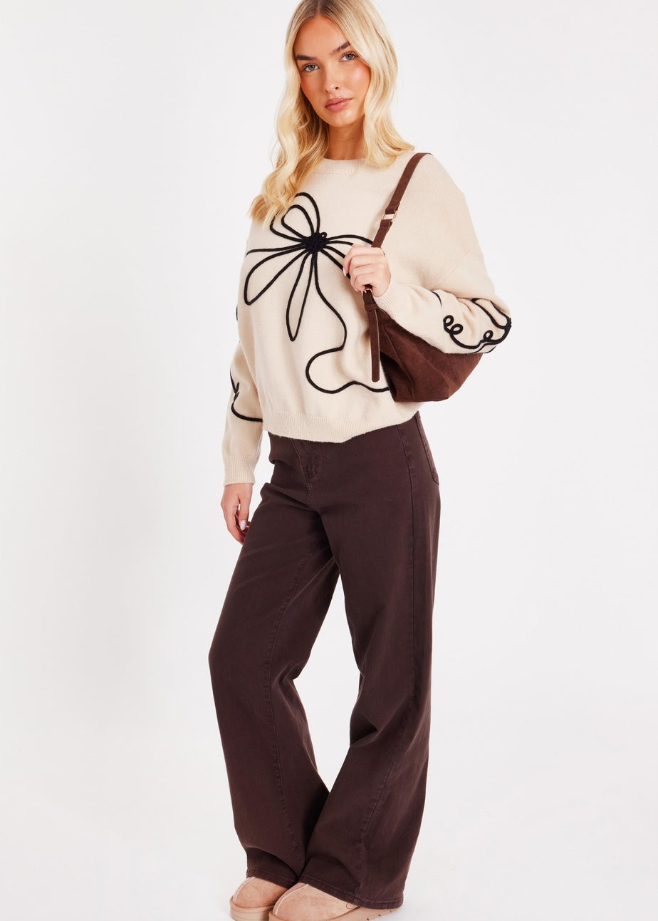 Quiz Stone Stitch Bow Jumper