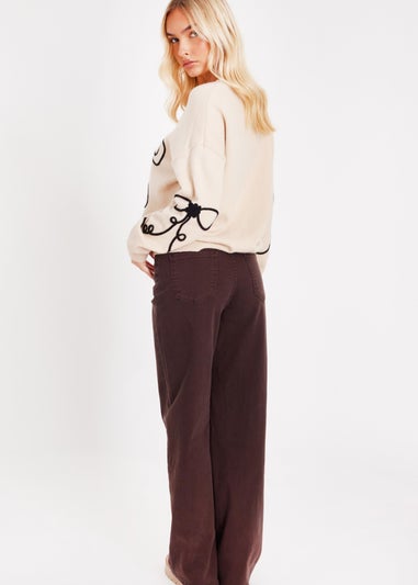 Quiz Stone Stitch Bow Jumper