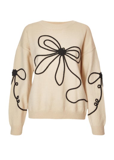 Quiz Stone Stitch Bow Jumper