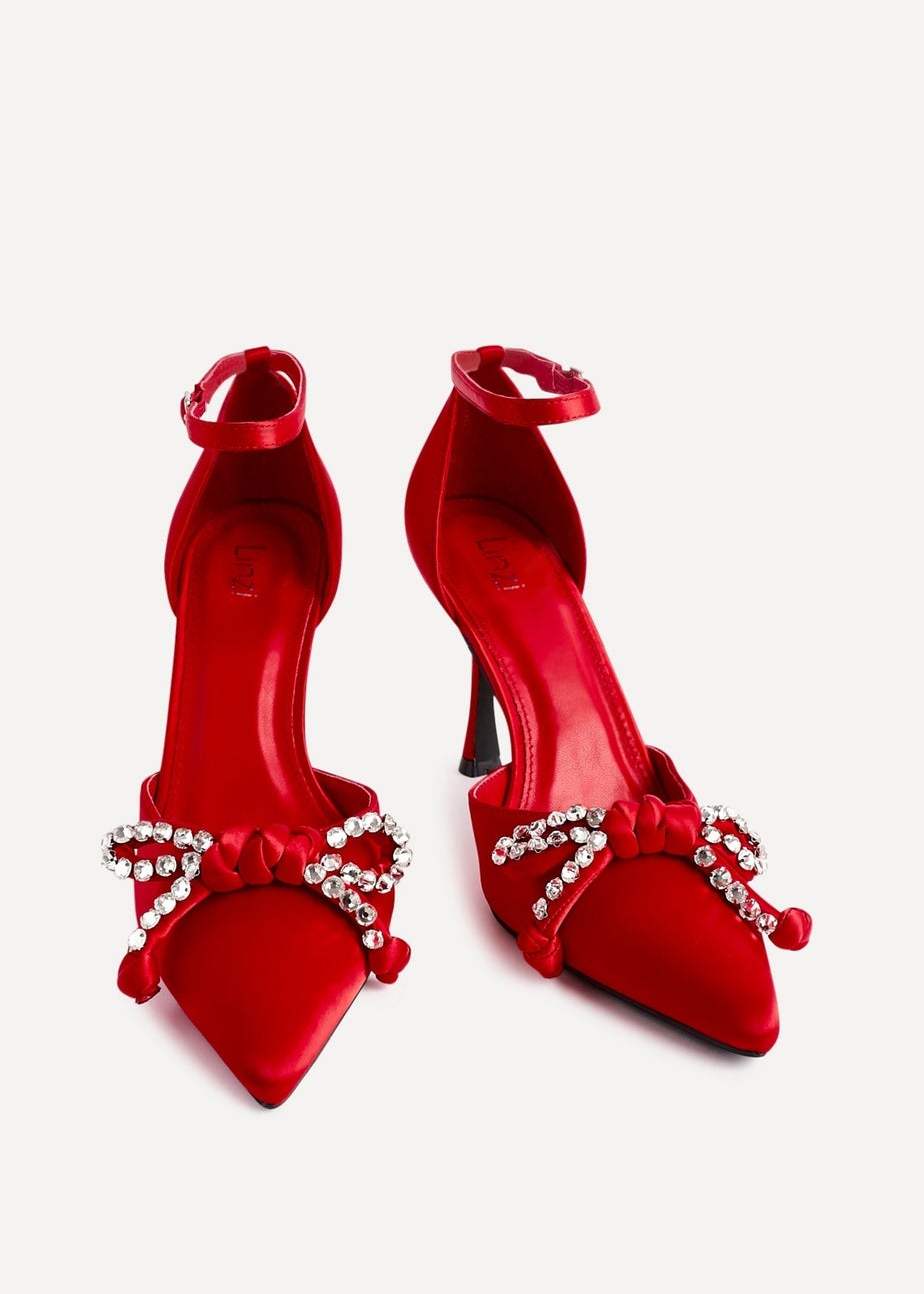 Linzi Glimpse Red Satin Court Heel