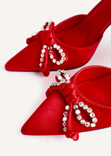 Linzi Glimpse Red Satin Court Heel