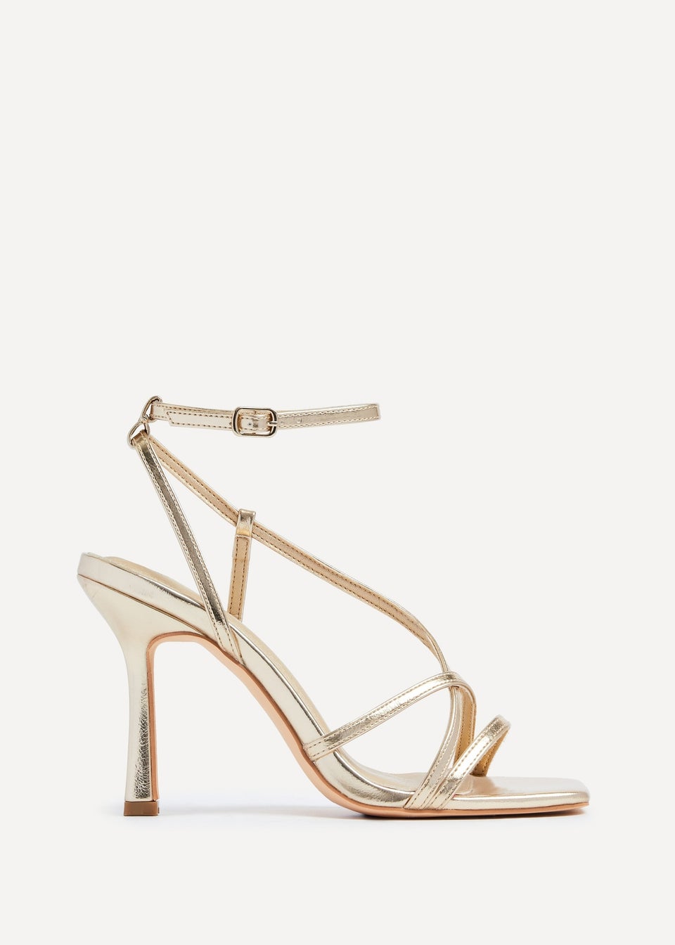 Linzi Savannah Gold Faux Leather Strappy Stiletto High Heel