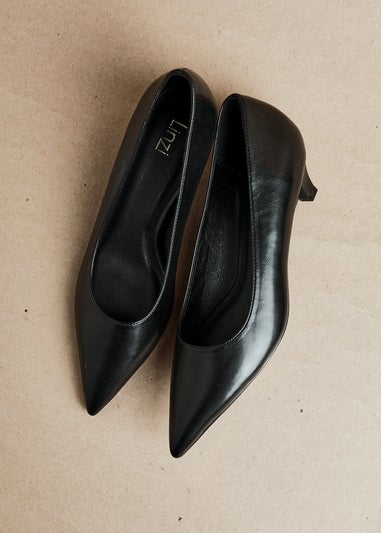 Linzi Zola Black Faux Leather Kitten Court Heel