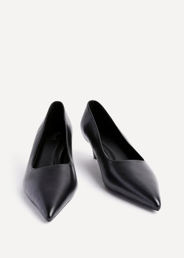Linzi Zola Black Faux Leather Kitten Court Heel