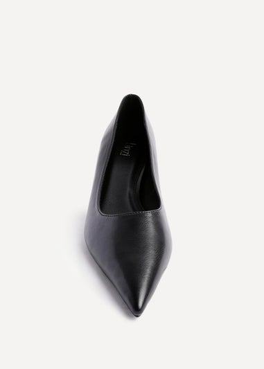 Linzi Zola Black Faux Leather Kitten Court Heel