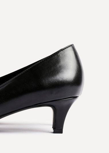 Linzi Zola Black Faux Leather Kitten Court Heel