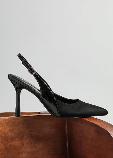 Linzi Wink Black Faux Suede Two Tone Court Heel