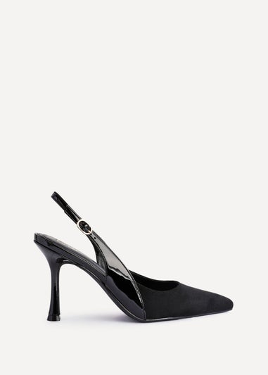 Linzi Wink Black Faux Suede Two Tone Court Heel