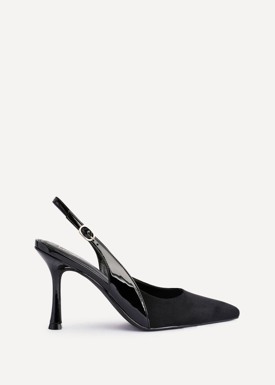 Linzi Wink Black Faux Suede Two Tone Court Heel