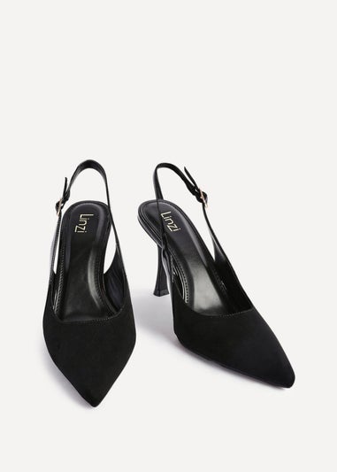 Linzi Wink Black Faux Suede Two Tone Court Heel